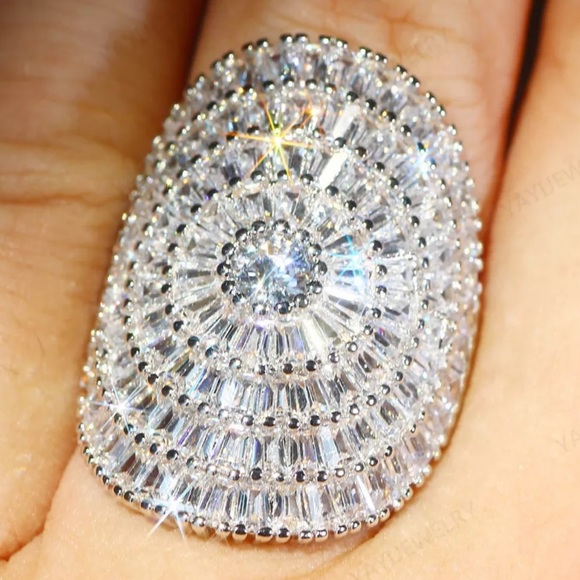 NEW 925 Sterling Silver Diamond Engagement Ring - Picture 3 of 5